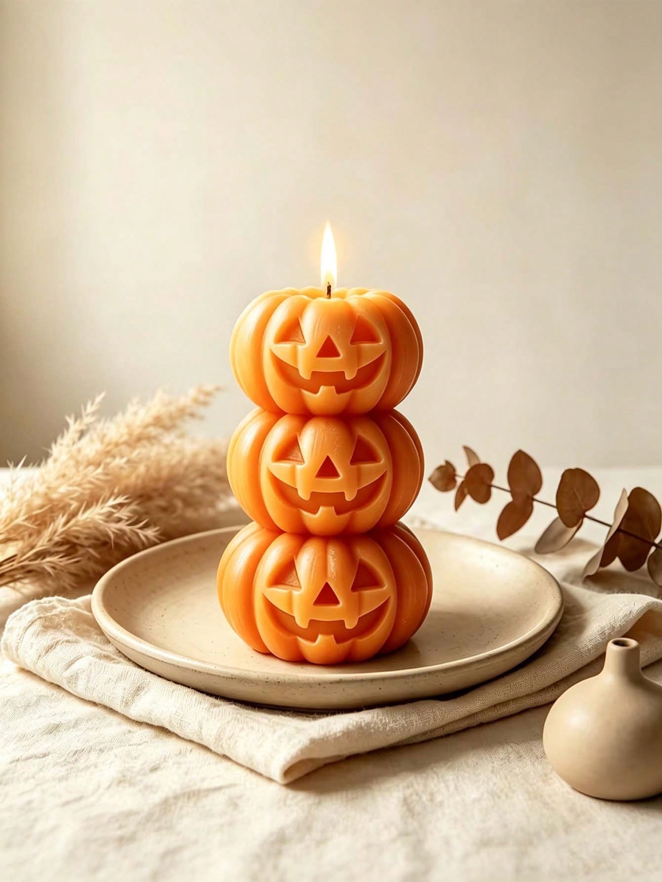 Home Fragrance Usa - 1pc Halloween 3-Layer Pumpkin Shaped Candle,